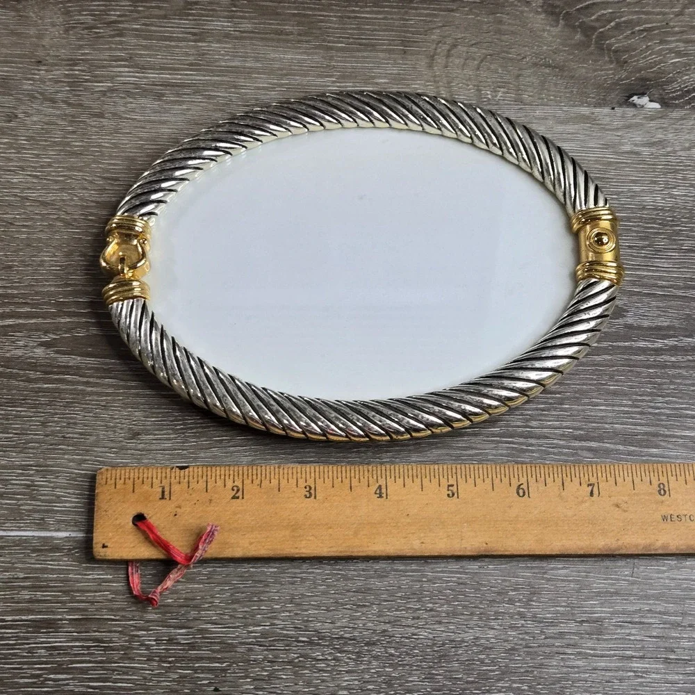 Vintage Two Tone Silver & Gold Cable Twist Oval Picture Frame 5x7 Tabletop